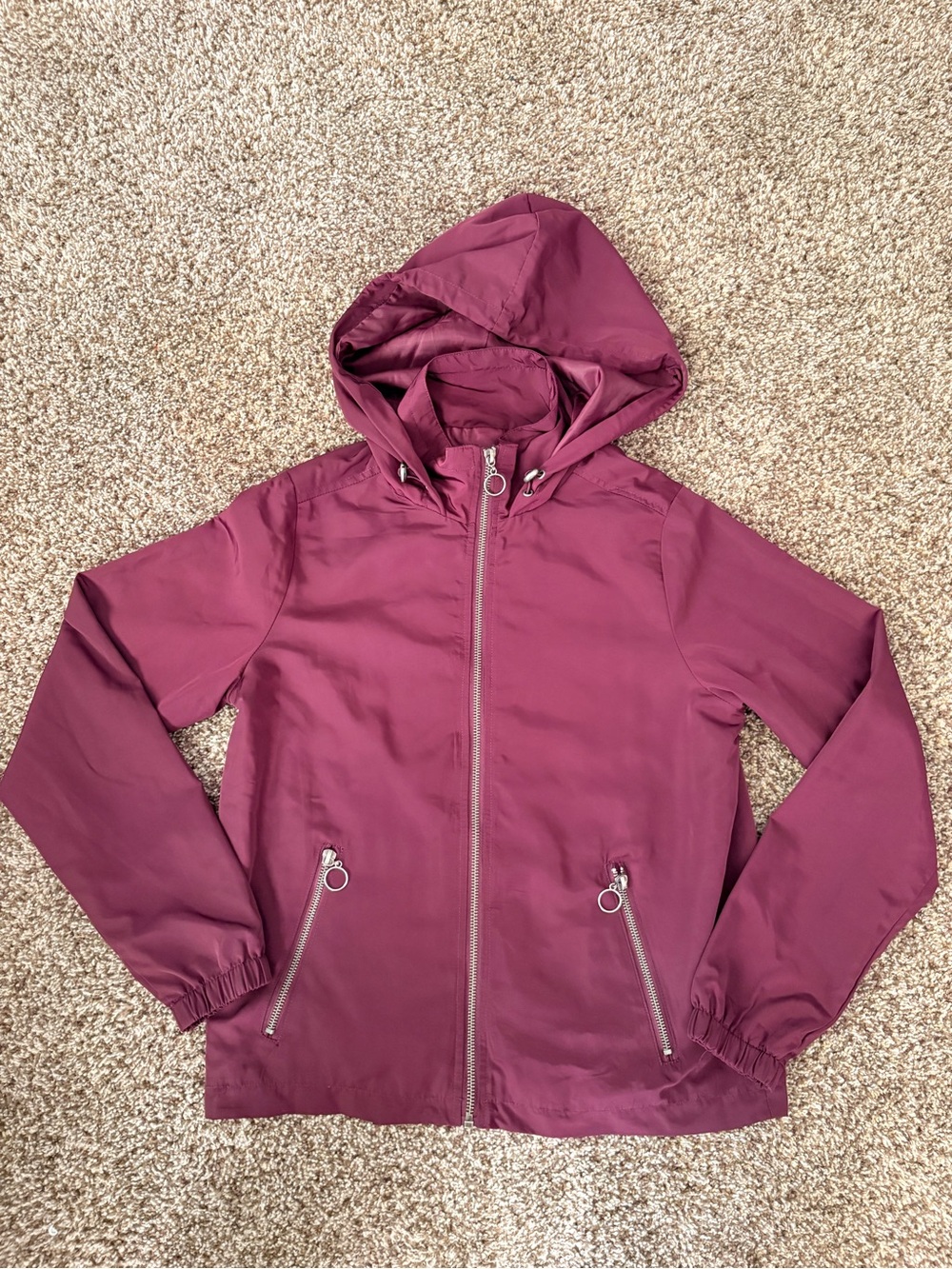 Sky and Sparrow Plum Hooded Windbreaker Jacket
